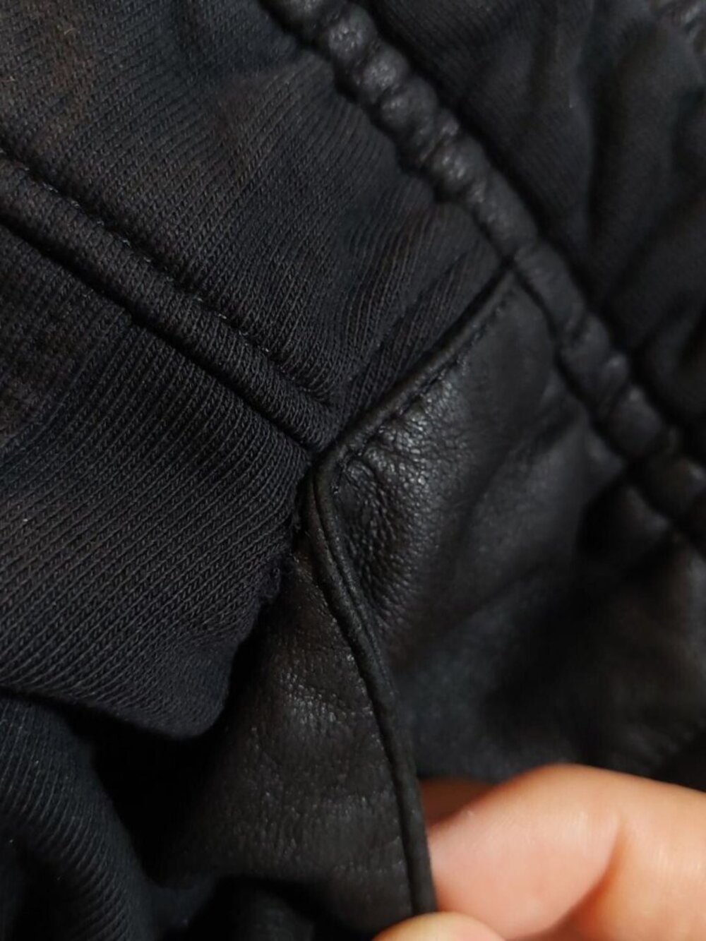 HELMUT LANG Black Jogger Goat Leather Trim Women's Sweatpants Joggers. Sz XS-S. - Picture 6 of 8